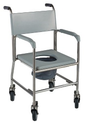 Stainless Steel Wheeled Commode Chair